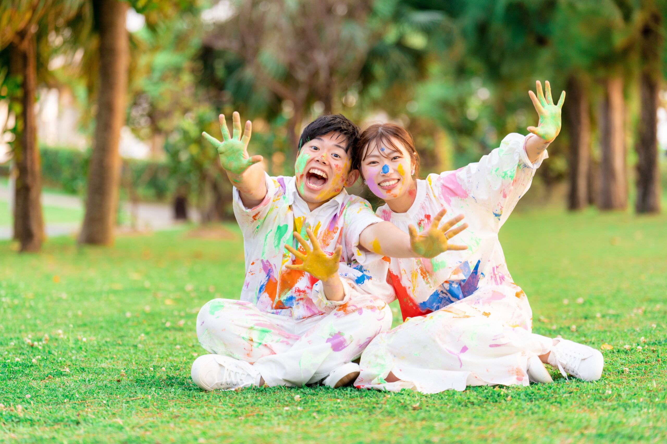 沖縄 ペイントフォト アラハビーチ 北谷 夕日カップル撮影