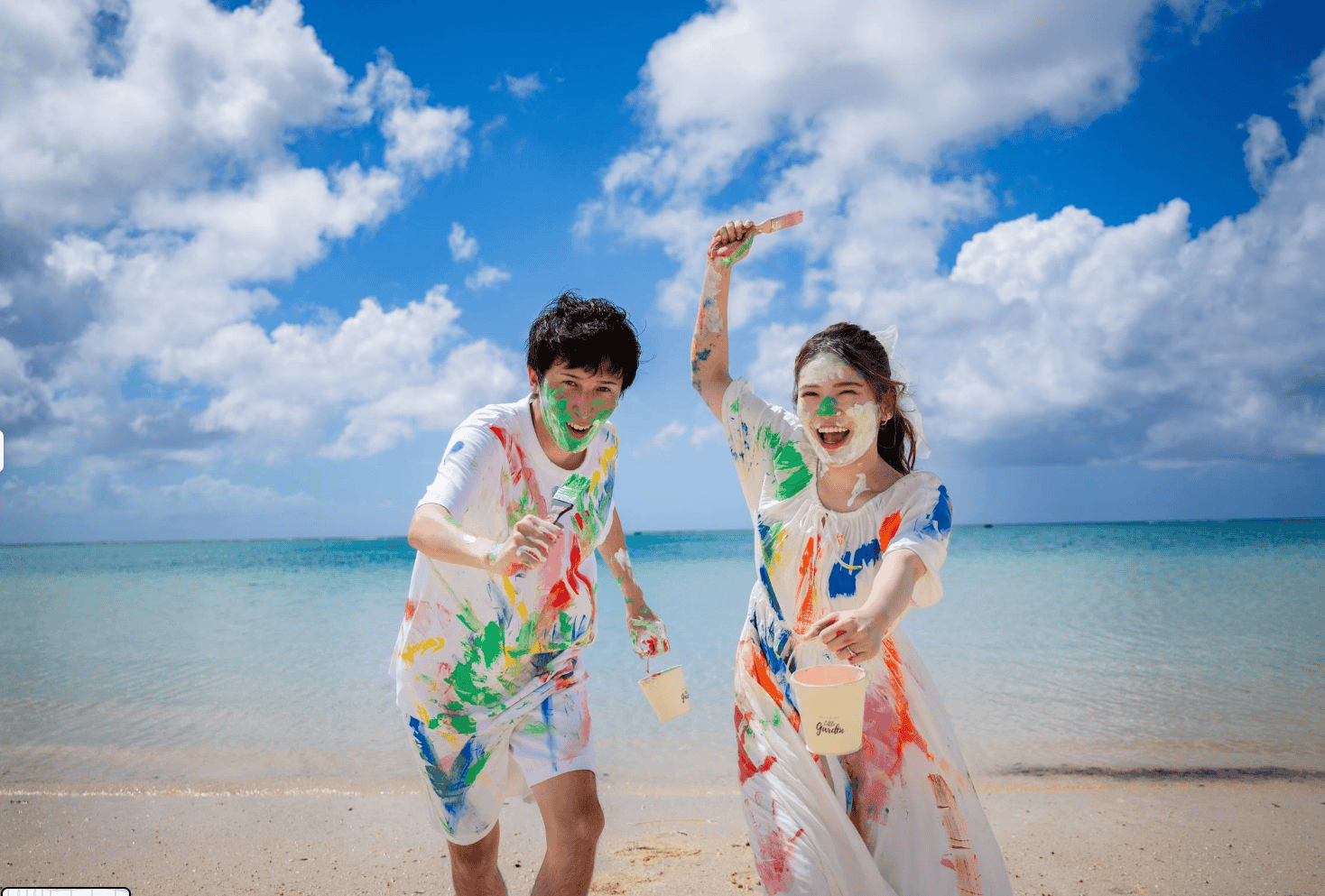 沖縄 ペイントフォト お客様の声 カップル 結婚記念 美々ビーチ
