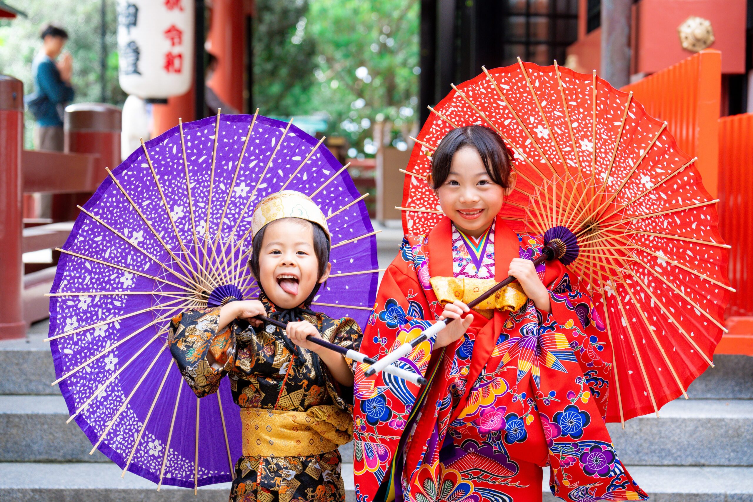沖縄 七五三 撮影｜赤い着物の女の子の七五三記念写真